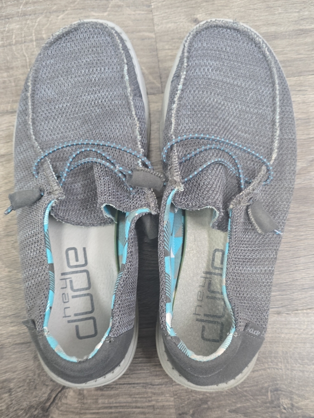 Hey Dude Women's Gray Casual Slip-On Shoes with Teal Accents